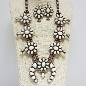 Tipi Squash Blossom Semi Precious Stone Necklace